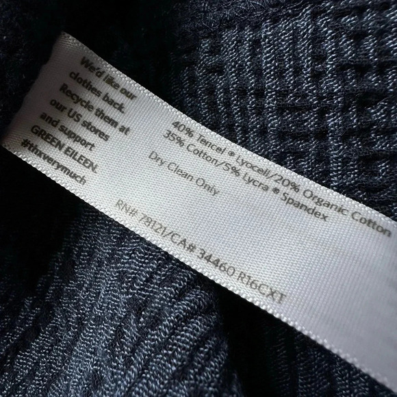 Eileen Fisher Crosshatch Cotton Tencel Stretch Navy Jacket Size Medium M EUC - Picture 9 of 10